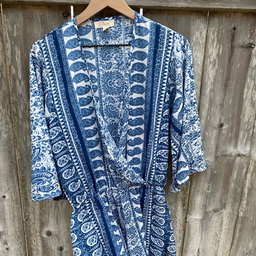 Blue patterned romper/swim cover-up, Size M